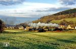 99 1780 mit P 14269 nach Kurort Kipsdorf auf der Weißeritztalbahn in Obercarsdorf. (02.11.1990) <i>Foto: Wolfgang Bügel</i>