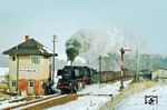 50 3536 vom Bw Nossen passiert mit Ng 61348 nach Nossen die Blockstelle Rothschönberg zwischen Deutschenbora und Militz-Roitzschen. (25.02.1983) <i>Foto: Thomas Fischer</i>