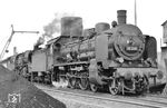 38 3181 vor einer 23.10 im Bw Leipzig Hbf Süd. (31.03.1969) <i>Foto: Michael Malke</i>