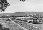 132 491 vom Bw Saalfeld (Saale) mit einem Schnellzug nach Saalfeld in Rudolstadt. (01.08.1982) <i>Foto: Martin Heller</i>