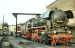Die Saalfelder 44 1378 kurz nach ihrer Hauptuntersuchung im Raw Meiningen und Rückbau auf Rostfeuerung in der Einsatzstelle Göschwitz. (20.11.1982) <i>Foto: Thomas Fischer</i>