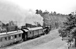 Die Bahnstrecke Wolmirstedt–Colbitz war eine Nebenbahn in Sachsen-Anhalt, die ursprünglich als Kleinbahn von der Kleinbahn-AG Wolmirstedt–Colbitz erbaut und betrieben wurde. Sie zweigte in Wolmirstedt von der Bahnstrecke Magdeburg–Wittenberge ab und führte nach Colbitz im Süden der Colbitz-Letzlinger Heide. Der Personenverkehr wurde am 31. Januar 1961, der Gesamtverkehr am 31. Dezember 1965 eingestellt, anschließend die Gleise abgebaut. Mit einem Personenzug nach Colbitz dampft 89 6136 bei Farsleben vorbei. Hinter der Lok läuft ein Packwagen der Reichsbahnbauart 28 bzw.30. (07.1956) <i>Foto: Jürgen Hagemann</i>