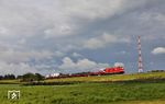 245 026 mit AS 1419 nach Niebüll vor dem 80 m hohen UKW-Sendemast bei Morsum (Sylt). (31.08.2026) <i>Foto: Joachim Bügel</i>