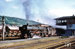 001 150 (Bw Ehrang) startet mit dem P 2485 nach Koblenz in Trier Hbf. (08.1970) <i>Foto: Robin Fell</i>