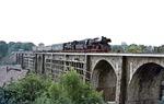 35 1001 und 86 1141 beim Fotohalt auf dem Viadukt in Demitz-Thumitz. (12.06.1976) <i>Foto: Wolfgang Bügel</i>