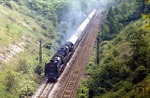 01 2120 und 01 2204 mit einem DMV-Sonderzug im Einschnitt bei Niederau. Bis 1934 existierte hier der 513 m lange Oberauer Tunnel an der ersten deutschen Fernbahnstrecke Dresden - Leipzig. (13.06.1976) <i>Foto: Wolfgang Bügel</i>