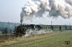 86 1573 mit einem Personenzug auf der Stichstrecke Gerbstedt - Hettstedt. (15.03.1976) <i>Foto: Wolfgang Bügel</i>