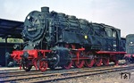 Im Rahmen einer Fahrzeugausstellung präsentiert sich die herausgeputzte 95 0024 im Bahnhof Meiningen. (11.09.1976) <i>Foto: Wolfgang Bügel</i>