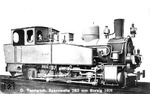 Die D n2-Tenderlok "SAEGER" für Spurweite 785 mm, geliefert von Borsig unter der Fabriknumer 7243 an die Fa. Havestadt & Contag (Giesche's Erben) in Kattowitz. Die Lok vom Typ 46 besitzt kurvenbewegliche Hohlachsen der Bauart Klien-Lindner-Borsig für den Einsatz auf den Grubenbahnen der oberschlesischen Bergwerks- und Hüttengesellschaft im Raum Schoppinitz.  (10.1909) <i>Foto: Werkfoto</i>