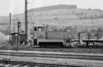 V 15 2265 (LKM Babelsberg) als Rangierlok im Bahnhof Grünstädtel. (18.06.1966) <i>Foto: W. A. Reed</i>