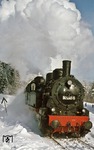 Mit Volldampf fährt der Sonderzug in den Bahnhof Rennsteig ein. (18.02.1978) <i>Foto: Wolfgang Bügel</i>