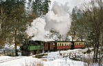 99 5901 mit P 69714 bei Rinkemühle zwischen Silberhütte und Straßberg, wo die Strecke damals noch endete. (18.02.1978) <i>Foto: Wolfgang Bügel</i>