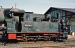 Die von der Trusebahn stammende 99 4532 wurde in Zittau ausschließlich für Rangierarbeiten eingesetzt, da sie mit einer Höchstgeschwindigkeit von nur 25 km/h für den Streckendienst nicht geeignet war. (28.03.1978) <i>Foto: Wolfgang Bügel</i>