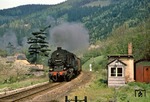 95 0041 wird mit P 18005 nach Sonneberg (Thür) gleich den Bahnhof Hockeroda erreichen. Links hinten ist übrigens das bekannte Feriendomizil "Haus der Sommerfrische" zu sehen, das schon Carl Bellingrodt im Jahre 1935 zu schätzen wusste, wie ein dort zu DDR-Zeiten noch vorhandenes Gästebuch auswies. (14.05.1978) <i>Foto: Joachim Bügel</i>