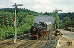 86 1001 fährt mit dem DMV-Sonderzug in Waldkirchen (Erzgeb.) ein. (11.06.1978) <i>Foto: Wolfgang Bügel</i>