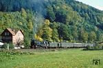 Zwischen den Halten in Hüttengrund und Blechhammer lagen gerade einmal zwei Kilometer, so hat es 95 0016 in Hüttengrund auch nicht sonderlich eilig.  (07.10.1978) <i>Foto: Wolfgang Bügel</i>