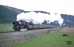 01 1518 mit P 3003 im Saaletal bei Uhlstädt. (20.04.1980) <i>Foto: Joachim Bügel</i>