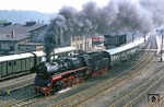 58 3047 mit DMV-Sdz N 23646 bei der Ausfahrt aus dem Bahnhof Nossen. (07.06.1980) <i>Foto: Wolfgang Bügel</i>