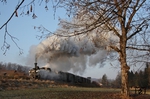 Mit einem Sonderzug nach Grünburg machen ÖBB 298.102 + 298.52 unmittelbar nach der Hst. Waldneukirchen ordentlich Dampf. (31.12.2008) <i>Foto: Stefan Jurasovits   </i>