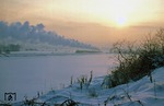 01 0531 fährt mit P 4005 in den Sonnenuntergang bei Uhlstädt. (05.01.1979) <i>Foto: Wolfgang Bügel</i>