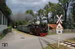 764.007 (Resita, Baujahr 1953), eine ehemalige rumänische Waldbahnlok, mit einem Leerpersonenzug aus Grünburg unmittelbar vor Steyr Lokalbahnhof. (24.08.2012) <i>Foto: Stefan Jurasovits   </i>