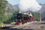 Ausfahrt der 99 7222 in Eisfelder Talmühle. (08.10.1991) <i>Foto: Will A. Reed</i>