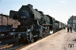 52 705 (Henschel&Sohn, Baujahr 1944) mit Blechrahmen, Mischvorwärmer und Giesl-Ejektor in ihrer Heimatstadt Neubrandenburg. (09.1969) <i>Foto: Robin Fell</i>