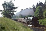 Nördlich von Angermünde kommt 01 0535 mit dem Gepäck- und Expreßgutzug Gex 2650 bei Görlsdorf angefahren.  (04.06.1979) <i>Foto: Joachim Bügel</i>