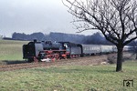 Die Rückleistung nach Berlin bestritt 01 2069 mit D 924 (Dresden - Rostock), aufgenommen nördlich von Weinböhla. (10.03.1977) <i>Foto: Peter Schiffer</i>