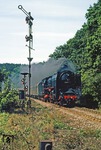 Freie Fahrt für 01 2118 mit E 802 am Einfahrsignal von Haynsburg im Elstertal. (03.09.1980) <i>Foto: Wolfgang Bügel</i>