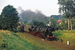 Ausfahrt des Ng 60205 mit 52 8124 in Pulsnitz. (04.09.1980) <i>Foto: Wolfgang Bügel</i>