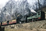 99 5903 und 99 6101 auf der Selketalbahn kurz vor Mägdesprung. (11.03.1977) <i>Foto: Peter Schiffer</i>