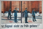 Ein Unfallverhütungsplakat zum richtigen Geben von Rangiersignalen. (1960) <i>Foto: DR</i>