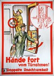 Sicherheitswarnung für Arbeiten in Türbereichen. (1960) <i>Foto: DR (Neumann)</i>