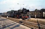 03 1046 (Bw Stralsund) im Bahnhof Bergen auf Rügen. Bei dem Wagen im Hintergrund könnte es sich um den ehemaligen AB4ü Bay 08 "13796 Schwerin" (230-011 A4ü) handeln, der im Dezember 1969 ausgemustert wurde. (08.1969) <i>Foto: Robin Fell</i>