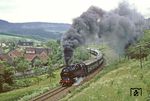 95 0027 mit dem Pullman-Sonderzug von Saalfeld nach Arnstadt/Katzhütte bei Quittelsdorf. (28.05.1981) <i>Foto: Wolfgang Bügel</i>