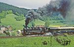 95 0027 röhrt mit Sonderzug D 24406 bei Milbitz (nahe Rottenbach) vorbei. (28.05.1981) <i>Foto: Joachim Bügel</i>
