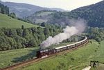 01 0521 vor dem Pullman-Sonderzug D 24401 bei Marktgölitz, dem letzten frei zugänglichen Fotopunkt vor dem Sperrgebiet von Probstzella. (31.05.1981) <i>Foto: Joachim Bügel</i>