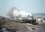 01 0523 befördert den beachtlichen D 207 (Frankfurt/M - Bebra - Gerstungen - Erfurt - Dresden - Görlitz - Warszawa) bei Ronshausen.  (28.03.1973) <i>Foto: Wolfgang Bügel</i>