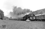 Am letzten Einsatztag der Erfurter 01.5 nach Bebra befindet sich 01 0529 mit D 217 bei Ronshausen auf der Fahrt nach Gerstungen. (02.06.1973) <i>Foto: Johannes Glöckner</i>