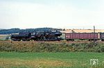 Östlich von Sangerhausen rollt 52 8164 (ex 52 6277, Baujahr 1943) mit Gag 58702 talwärts.  (11.08.1982) <i>Foto: Joachim Bügel</i>