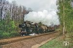 52 5410 (Schichau, Baujahr 1943) mit einem Güterzug bei Böhla.  (17.04.1974) <i>Foto: Robin Fell</i>
