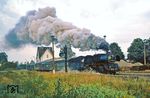 50 3681 verlässt mit P 17323 den Bahnhof Arendsee. Der Zug hatte Salzwedel um 07.33 Uhr verlassen und wird Wittenberge um 09.08 Uhr erreichen. (23.09.1982) <i>Foto: Wolfgang Bügel</i>