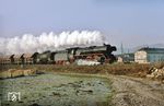 Am Neujahrstag des Jahres 1983 dampft 41 1150 mit Ng 66474 bei Etzelbach (zwischen Rudolstadt und Orlamünde) vorbei. (01.01.1983) <i>Foto: Wolfgang Bügel</i>