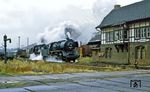 50 3535 und 50 3662 verlassen mit Ng 66794 den Bahnhof Quedlinburg. (10.03.1983) <i>Foto: Slg. Wolfgang Bügel</i>