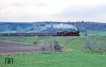 41 1182 mit P 6017 (Jena Saalbf - Gera) bei Neue Schenke kurz vor Stadtroda. (20.04.1983) <i>Foto: Wolfgang Bügel</i>
