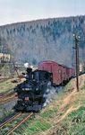 99 1568 am Gleisanschluss des „VEB DKK Scharfenstein“ in Niederschmiedeberg. (21.04.1983) <i>Foto: Wolfgang Bügel</i>