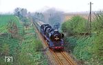 Nördlich von Lommatzsch kommt 50 3657 mit P 15771 nach Nossen angeräuchert. (22.04.1983) <i>Foto: Wolfgang Bügel</i>