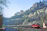 DR 119 083 (Bw Probstzella) mit D 504 nach Berlin bei Dornburg an der Saale. (25.04.1983) <i>Foto: Wolfgang Bügel</i>