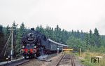 95 1027 bei der Einfahrt in den Bahnhof Ernstthal am Rennsteig. (28.08.1983) <i>Foto: Wolfgang Bügel</i>